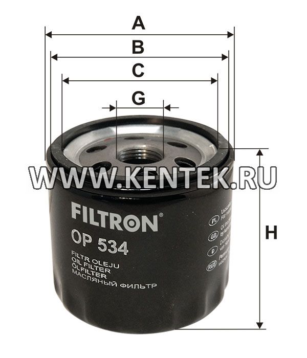 навинчивающийся масляный фильтр (коробочного типа) FILTRON OP534 FILTRON  - фото, характеристики, описание.