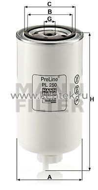 топливный фильтр серии PreLine MANN-FILTER PL250 MANN-FILTER  - фото, характеристики, описание.