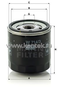 масляный фильтр MANN-FILTER W714/3 MANN-FILTER  - фото, характеристики, описание.