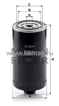масляный фильтр MANN-FILTER W950/4 MANN-FILTER  - фото, характеристики, описание.