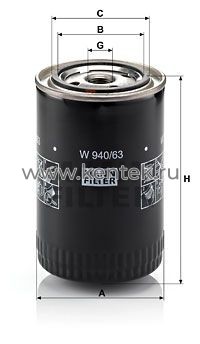 масляный фильтр MANN-FILTER W940/63 MANN-FILTER  - фото, характеристики, описание.