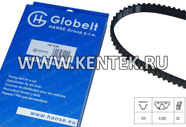 Ремень ГРМ Accent, Elantra, Getz, Matrix, Cerato, Rio GLOBELT HZ030 GLOBELT  - фото, характеристики, описание.