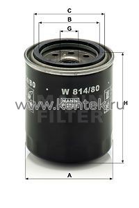 масляный фильтр MANN-FILTER W814/80 MANN-FILTER  - фото, характеристики, описание.