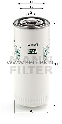 масляный фильтр MANN-FILTER W962/8 MANN-FILTER  - фото, характеристики, описание.