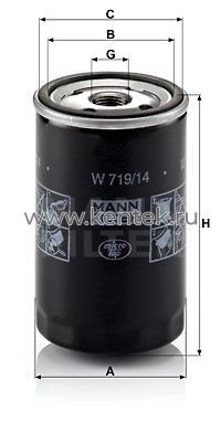 масляный фильтр MANN-FILTER W719/14 MANN-FILTER  - фото, характеристики, описание.