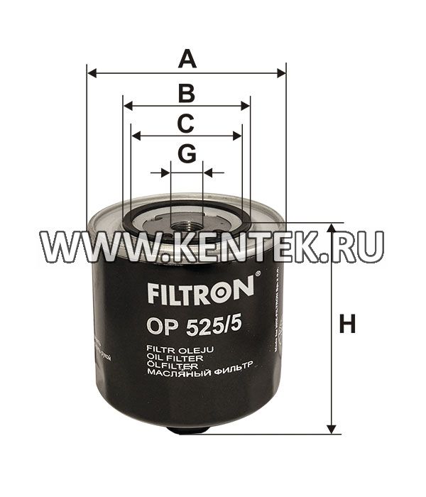 навинчивающийся масляный фильтр (коробочного типа) FILTRON OP525/5 FILTRON  - фото, характеристики, описание.