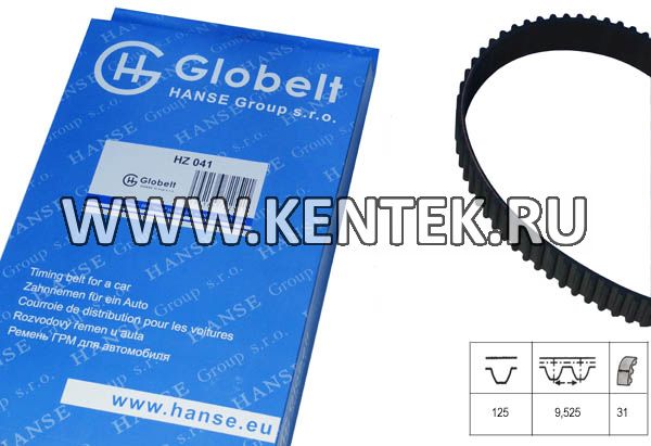 Ремень ГРМ Dyna, Hiace, Hilux, Cruiser GLOBELT HZ041 GLOBELT  - фото, характеристики, описание.