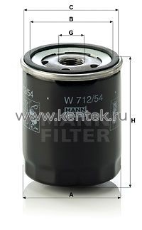 масляный фильтр MANN-FILTER W712/54 MANN-FILTER  - фото, характеристики, описание.