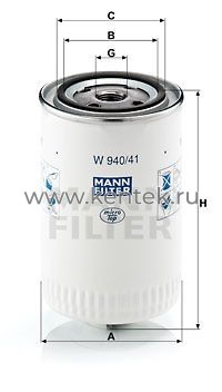 масляный фильтр MANN-FILTER W940/41 MANN-FILTER  - фото, характеристики, описание.
