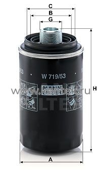 масляный фильтр MANN-FILTER W719/53 MANN-FILTER  - фото, характеристики, описание.
