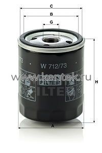 масляный фильтр MANN-FILTER W712/73 MANN-FILTER  - фото, характеристики, описание.