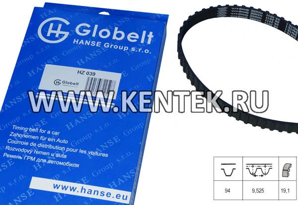 Ремень  ГРМ GLOBELT HZ039 GLOBELT  - фото, характеристики, описание.