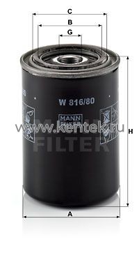 масляный фильтр MANN-FILTER W816/80 MANN-FILTER  - фото, характеристики, описание.