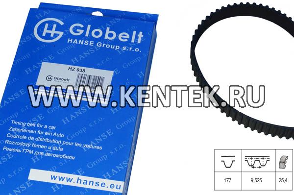 Ремень  ГРМ GLOBELT HZ038 GLOBELT  - фото, характеристики, описание.