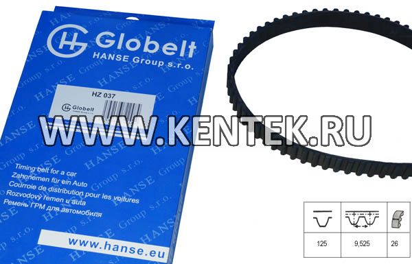 Ремень  ГРМ GLOBELT HZ037 GLOBELT  - фото, характеристики, описание.