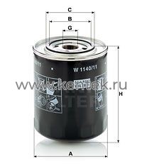 масляный фильтр MANN-FILTER W1140/11 MANN-FILTER  - фото, характеристики, описание.