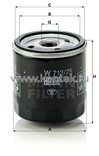 масляный фильтр MANN-FILTER W712/75 MANN-FILTER  - фото, характеристики, описание.