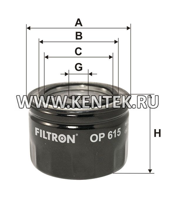 навинчивающийся масляный фильтр (коробочного типа) FILTRON OP615 FILTRON  - фото, характеристики, описание.