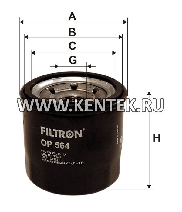навинчивающийся масляный фильтр (коробочного типа) FILTRON OP564 FILTRON  - фото, характеристики, описание.