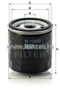 масляный фильтр MANN-FILTER W712/83 MANN-FILTER  - фото, характеристики, описание.