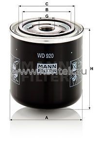 масляный фильтр MANN-FILTER WD920 MANN-FILTER  - фото, характеристики, описание.
