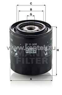 масляный фильтр MANN-FILTER W11008 MANN-FILTER  - фото, характеристики, описание.