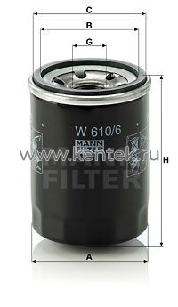 масляный фильтр MANN-FILTER W610/6 MANN-FILTER  - фото, характеристики, описание.