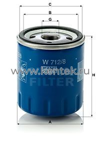 масляный фильтр MANN-FILTER W712/8 MANN-FILTER  - фото, характеристики, описание.