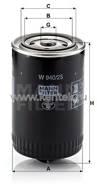 масляный фильтр MANN-FILTER W940/25 MANN-FILTER  - фото, характеристики, описание.