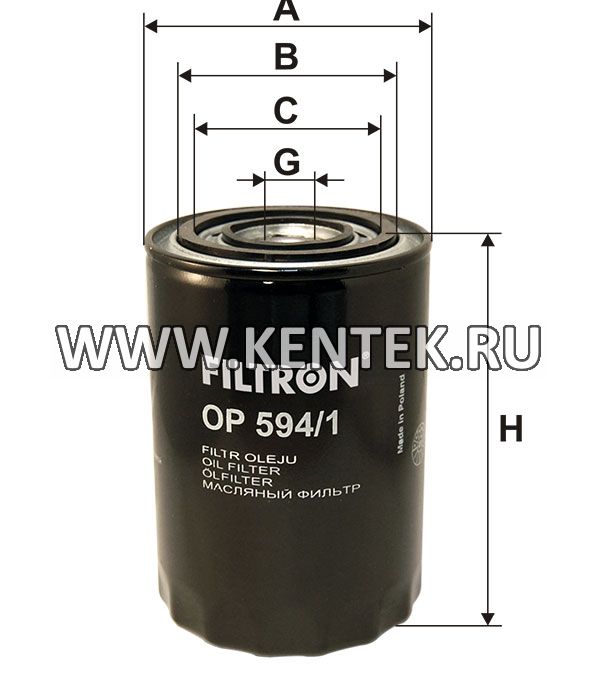 навинчивающийся масляный фильтр (коробочного типа) FILTRON OP594/1 FILTRON  - фото, характеристики, описание.