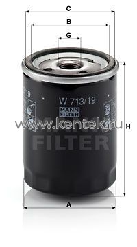 масляный фильтр MANN-FILTER W713/19 MANN-FILTER  - фото, характеристики, описание.