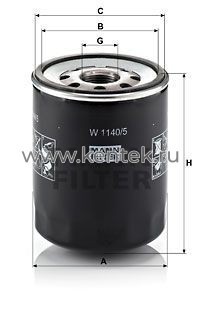 масляный фильтр MANN-FILTER W1140/5 MANN-FILTER  - фото, характеристики, описание.