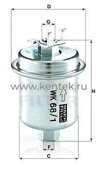 топливный фильтр MANN-FILTER WK68/1X MANN-FILTER  - фото, характеристики, описание.