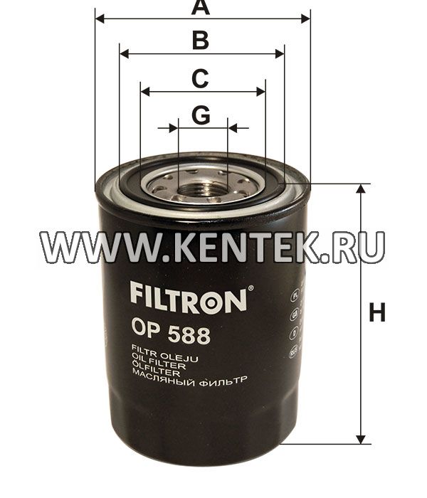 навинчивающийся масляный фильтр (коробочного типа) FILTRON OP588 FILTRON  - фото, характеристики, описание.