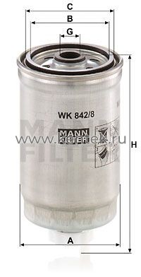 топливный фильтр MANN-FILTER WK842/8 MANN-FILTER  - фото, характеристики, описание.