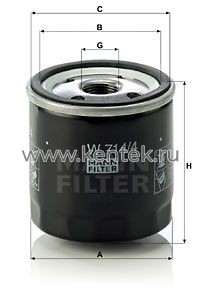 масляный фильтр MANN-FILTER W714/4 MANN-FILTER  - фото, характеристики, описание.