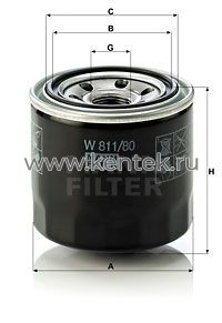 масляный фильтр MANN-FILTER W811/80 MANN-FILTER  - фото, характеристики, описание.