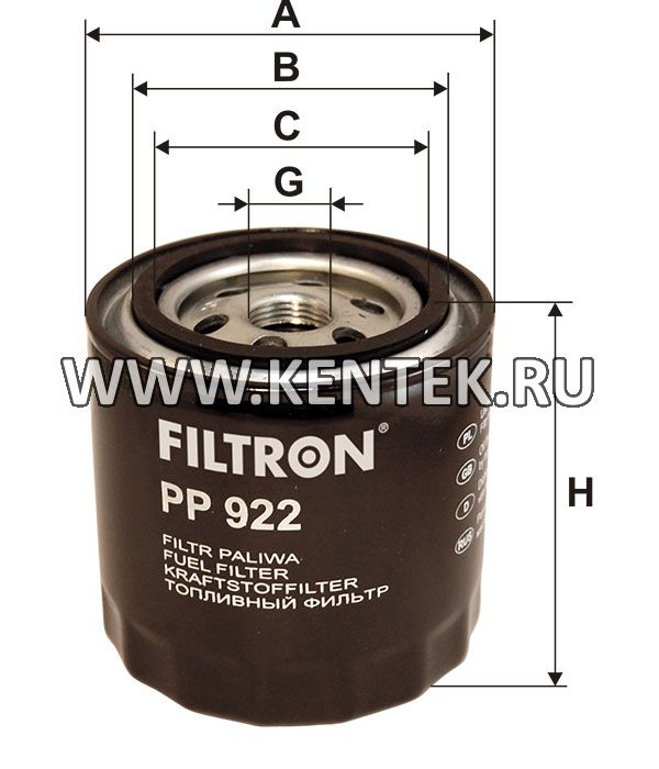 топливный фильтр коробочного типа FILTRON PP922 FILTRON  - фото, характеристики, описание.