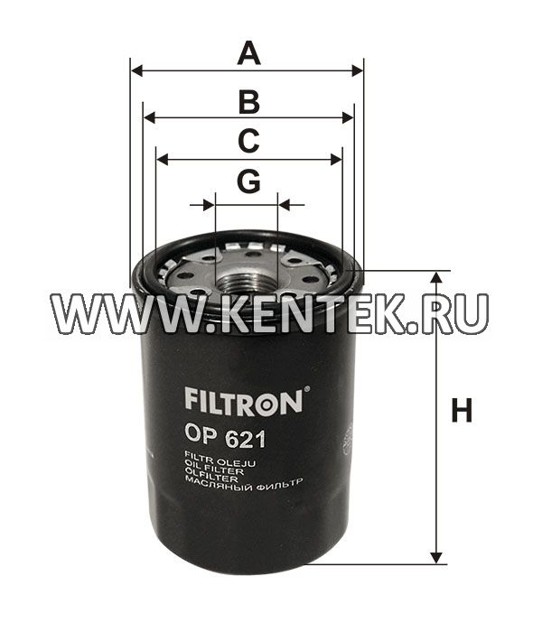 навинчивающийся масляный фильтр (коробочного типа) FILTRON OP621 FILTRON  - фото, характеристики, описание.