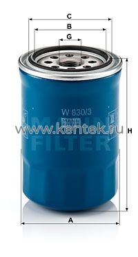 масляный фильтр MANN-FILTER W830/3 MANN-FILTER  - фото, характеристики, описание.