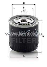 масляный фильтр MANN-FILTER W920/7 MANN-FILTER  - фото, характеристики, описание.