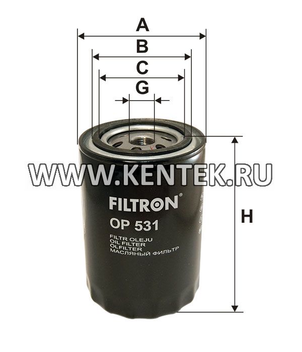 навинчивающийся масляный фильтр (коробочного типа) FILTRON OP531 FILTRON  - фото, характеристики, описание.