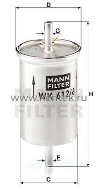 топливный фильтр MANN-FILTER WK612/6 MANN-FILTER  - фото, характеристики, описание.