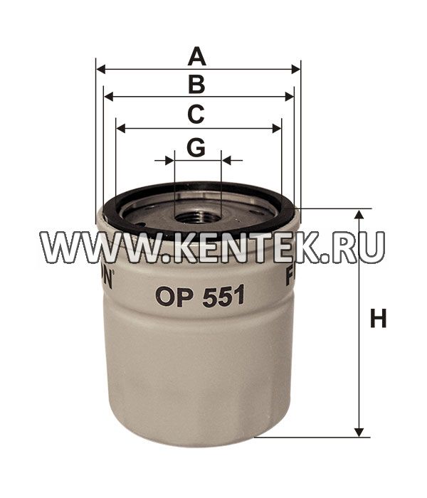 навинчивающийся масляный фильтр (коробочного типа) FILTRON OP551 FILTRON  - фото, характеристики, описание.