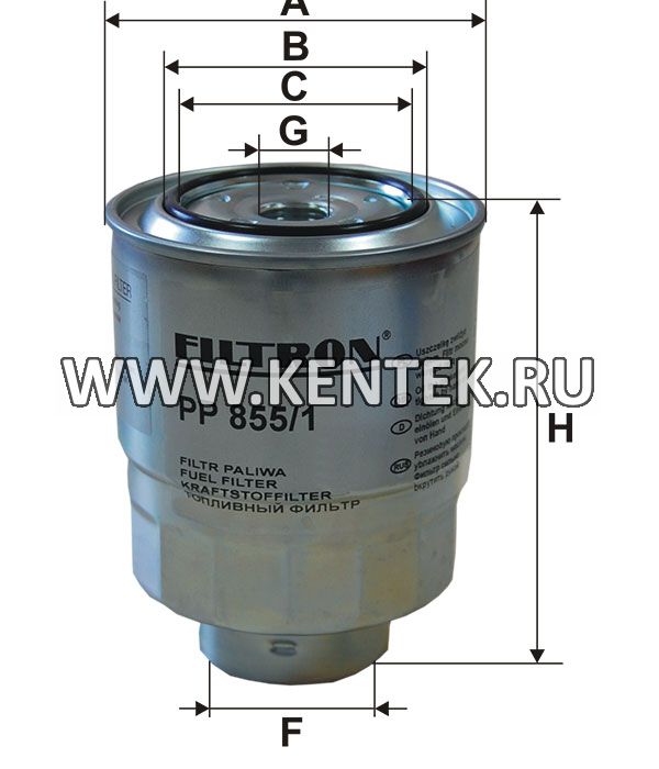 топливный фильтр коробочного типа FILTRON PP855/1 FILTRON  - фото, характеристики, описание.