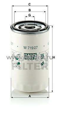 масляный фильтр MANN-FILTER W719/27 MANN-FILTER  - фото, характеристики, описание.