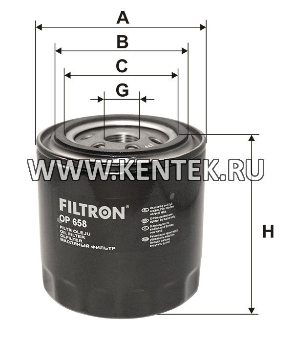навинчивающийся масляный фильтр (коробочного типа) FILTRON OP658 FILTRON  - фото, характеристики, описание.