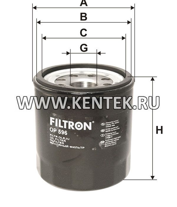 навинчивающийся масляный фильтр (коробочного типа) FILTRON OP596 FILTRON  - фото, характеристики, описание.
