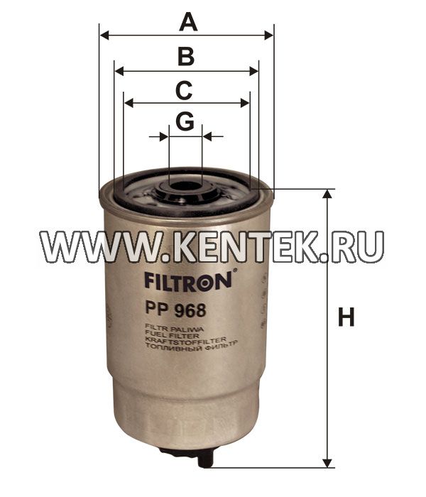 топливный фильтр коробочного типа FILTRON PP968 FILTRON  - фото, характеристики, описание.