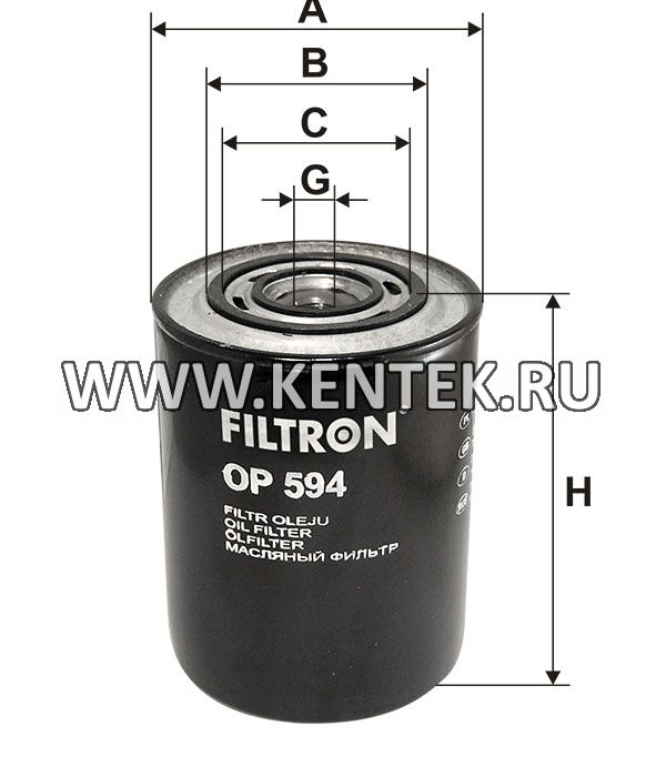 навинчивающийся масляный фильтр (коробочного типа) FILTRON OP594 FILTRON  - фото, характеристики, описание.